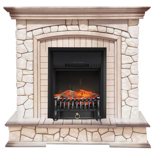 Каминокомплект Royal Flame Preston белый (слоновая кость с патиной)+Fobos FX Black (Престон) Каминокомплект Royal Flame Preston белый (слоновая кость с патиной)+Fobos FX Black (Престон) в Петрозаводске